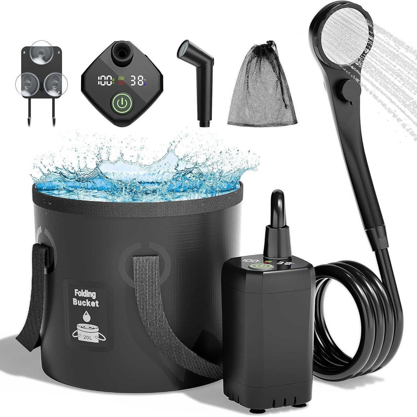 Outdoor Camping Shower - Taşınabilir Kendinden Emişli Elektrikli Dış Mekan
