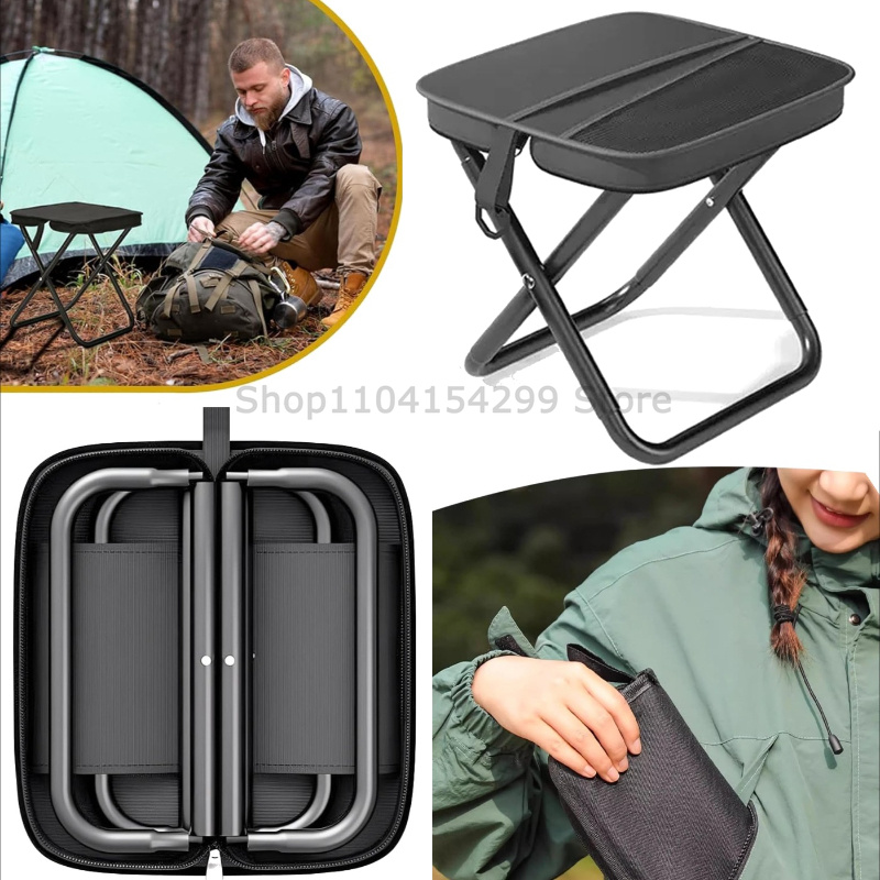 Outdoor Camping Activities For Adults - Yetişkinler için Taşınabilir Katlanır Tabure, Siyah