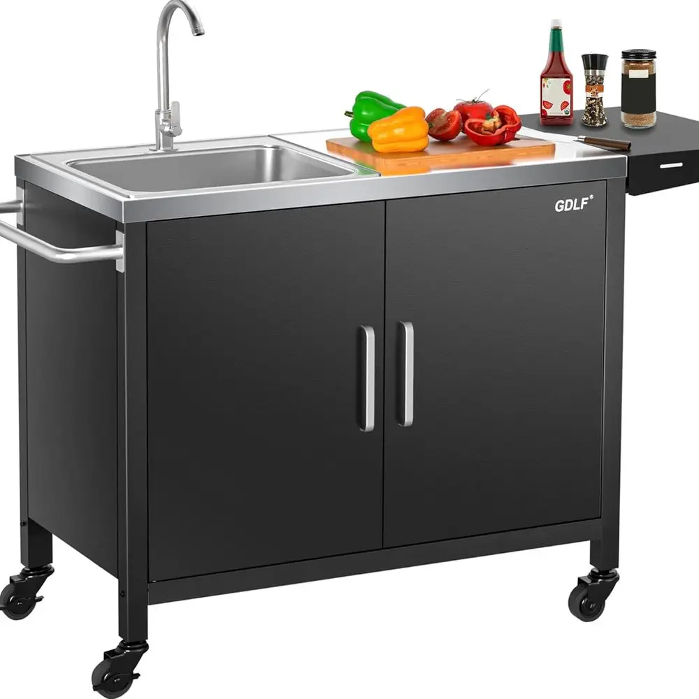 Outdoor Camping Kitchen With Sink - Paslanmaz Çelik Lavabolu Açık Mutfak Adası,