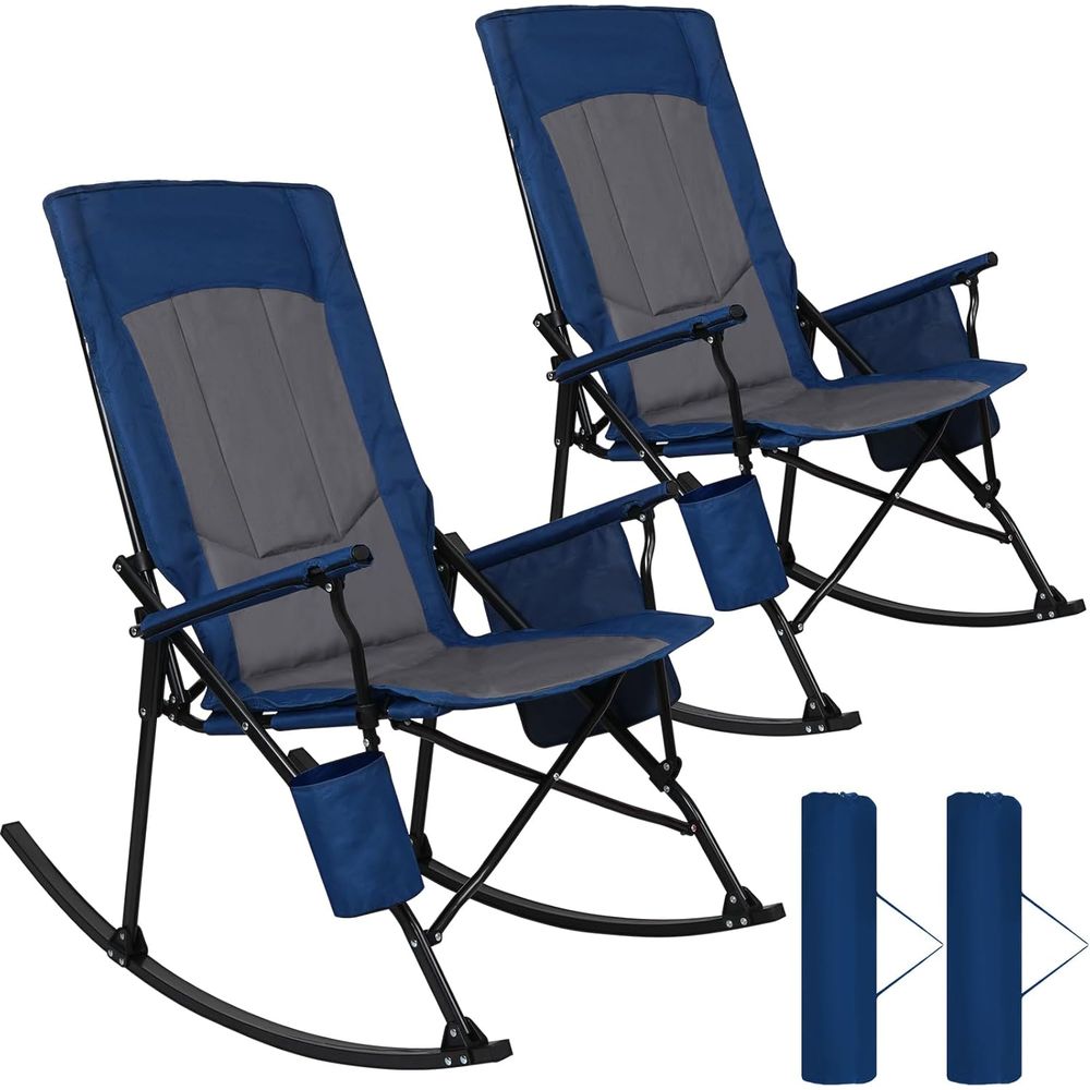 Outdoor Oversized Camping Chair - 2'li Paket Sert Kolçaklı Yüksek Arkalıklı