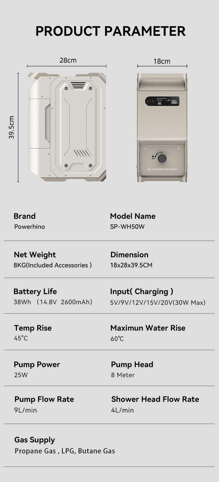 Powerhino Şarj Edilebilir 3L S - Outdoor Camping Shower incelemesi ve fiyatı